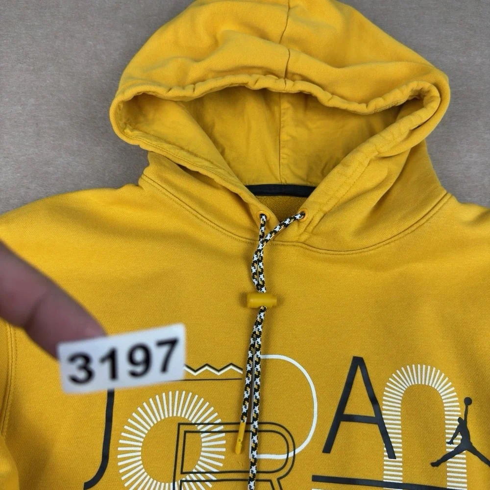 Jordan Yellow Hoodie‎ Mens S Graphic Pullover Jumpman Logo Rope Drawstring